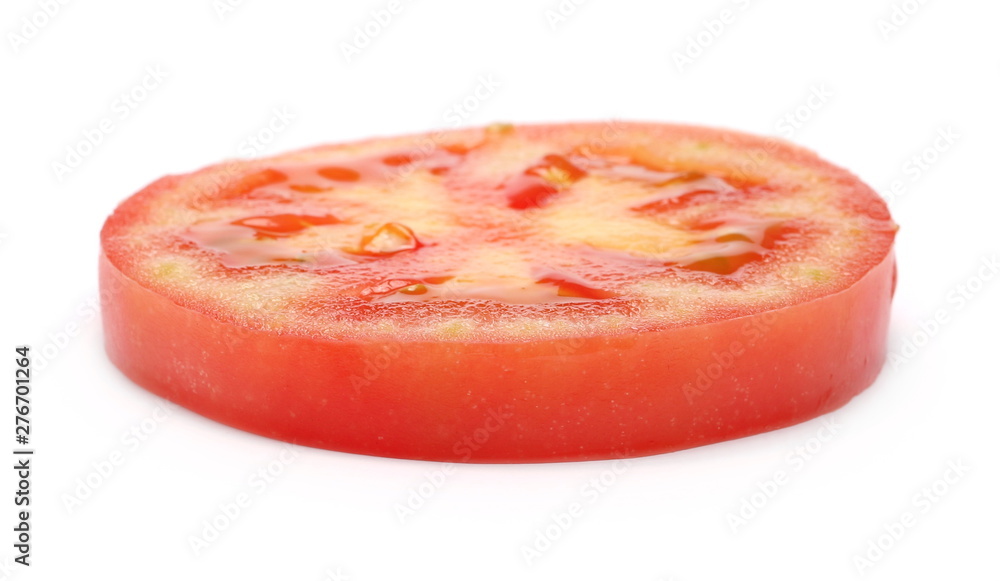 Fresh ripe, red tomato slice isolated on white background Fresh ripe, red tomato slice isolated on white background