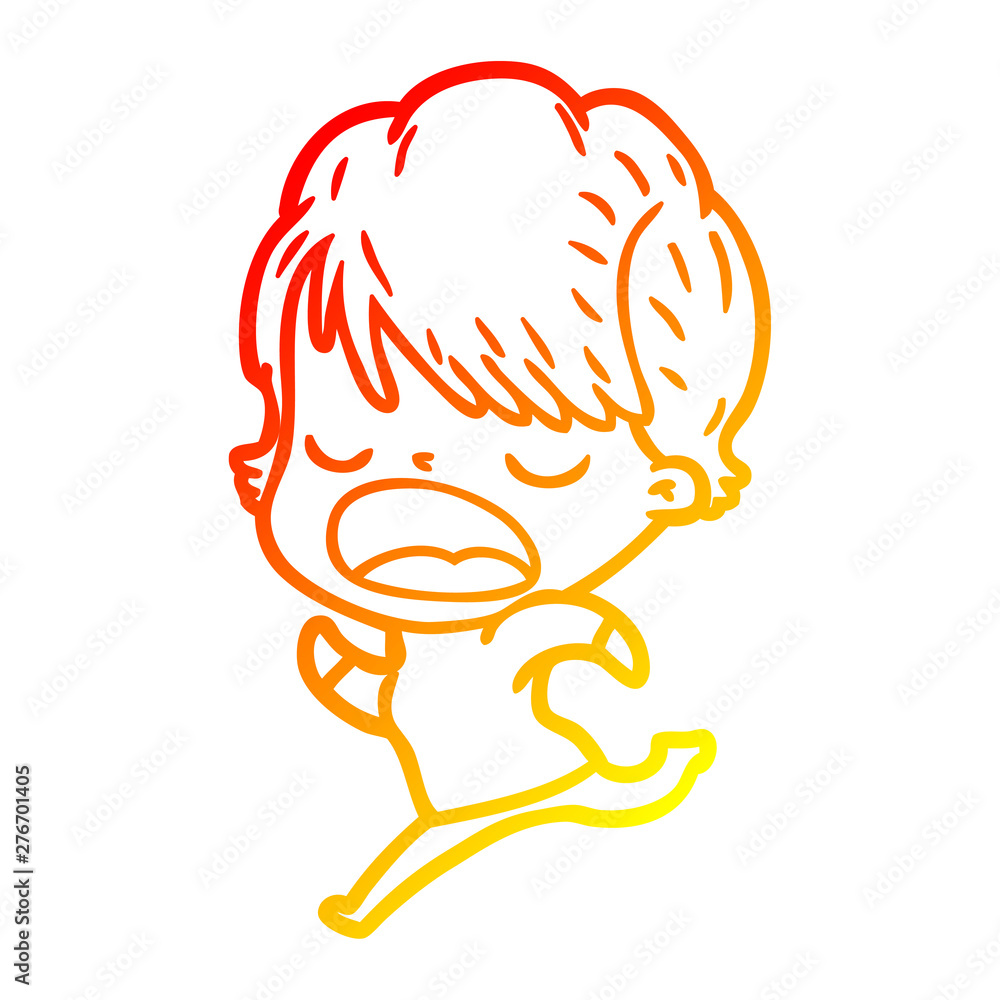 warm gradient line drawing cartoon woman talking warm gradient line drawing cartoon woman talking