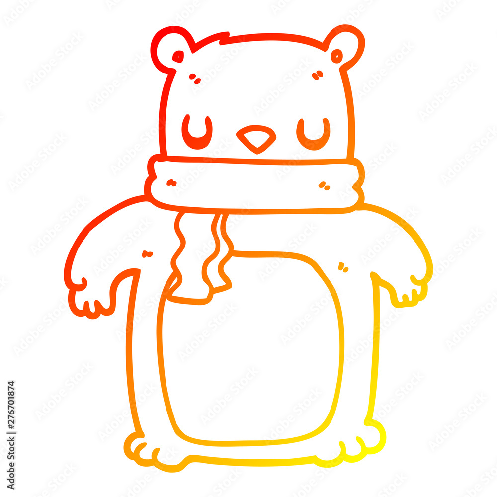 warm gradient line drawing cartoon bear with scarf warm gradient line drawing cartoon bear with scarf