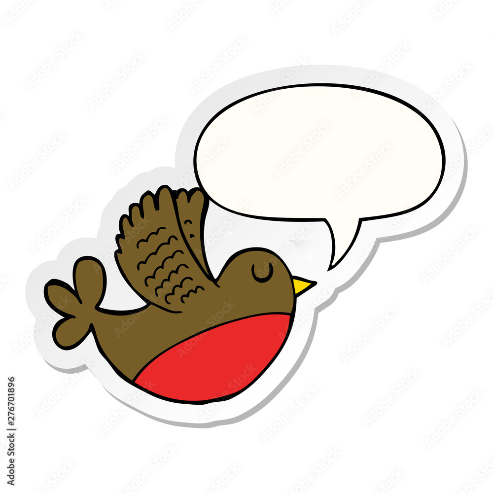 cartoon flying bird and speech bubble sticker cartoon flying bird and speech bubble sticker