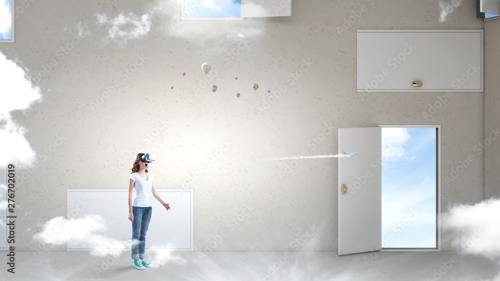 Fototapeta premium Right decision making and virtual reality. Mixed media