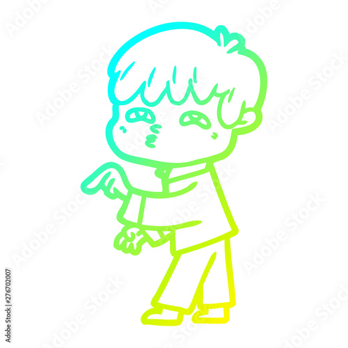 cold gradient line drawing cartoon curious man