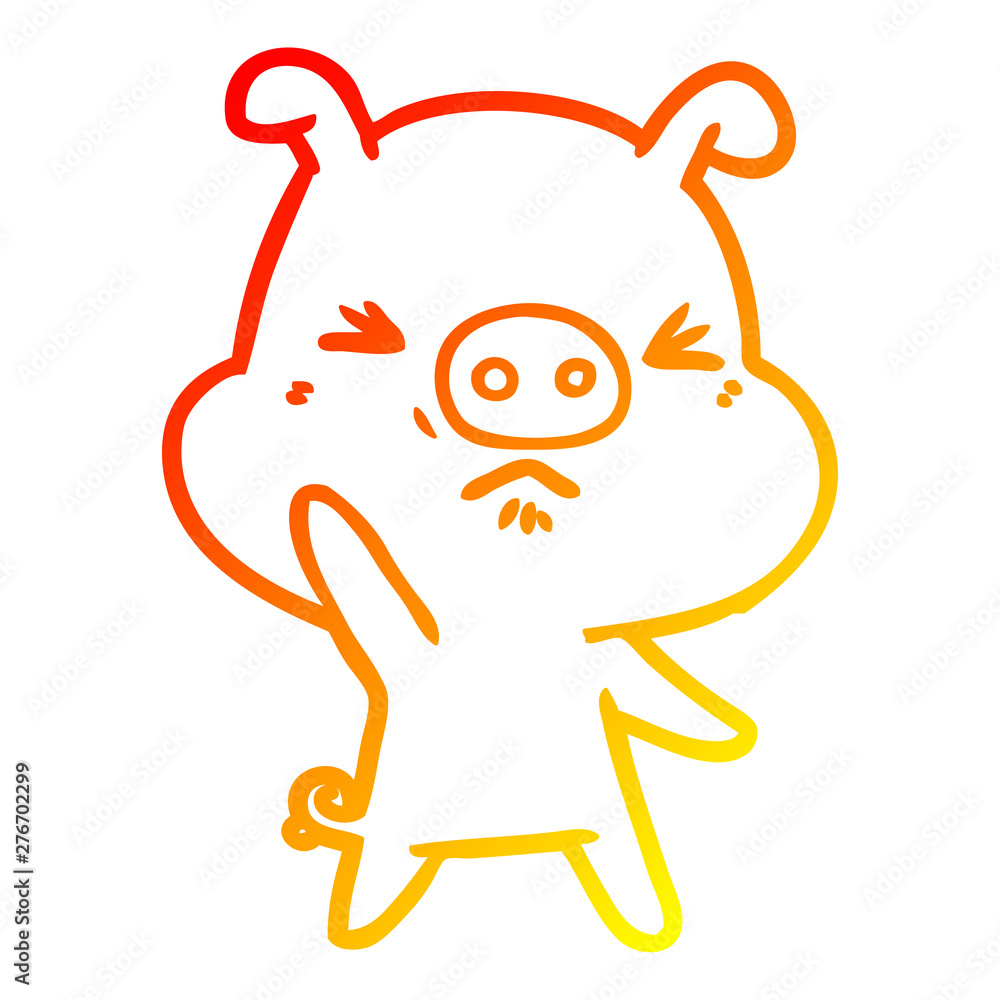 warm gradient line drawing cartoon angry pig warm gradient line drawing cartoon angry pig