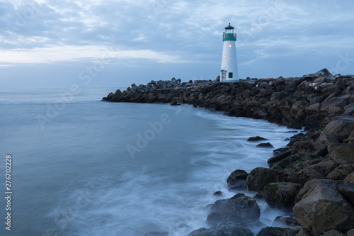 Santa Cruz Breakwater Lighthouse (Walton Lighthouse), Pacific coast, California, United States, California at sunrise Lighthouse in the Santa Cruz Small Craft Harbor in Santa Cruz, California, USA