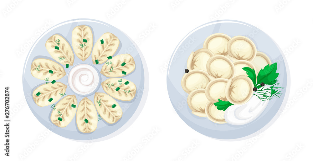 Caucasian russian kitchen traditional tasty food kurze and dumplings