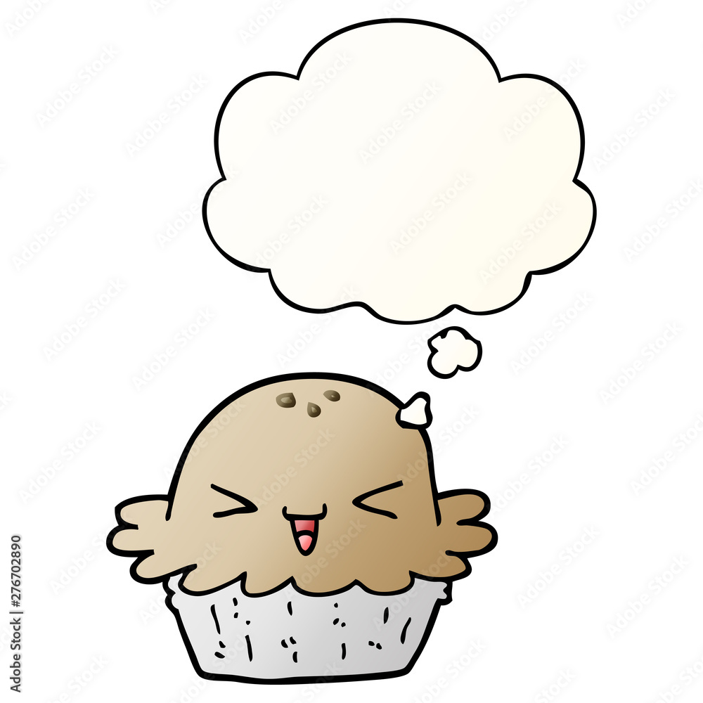 cute cartoon pie and thought bubble in smooth gradient style