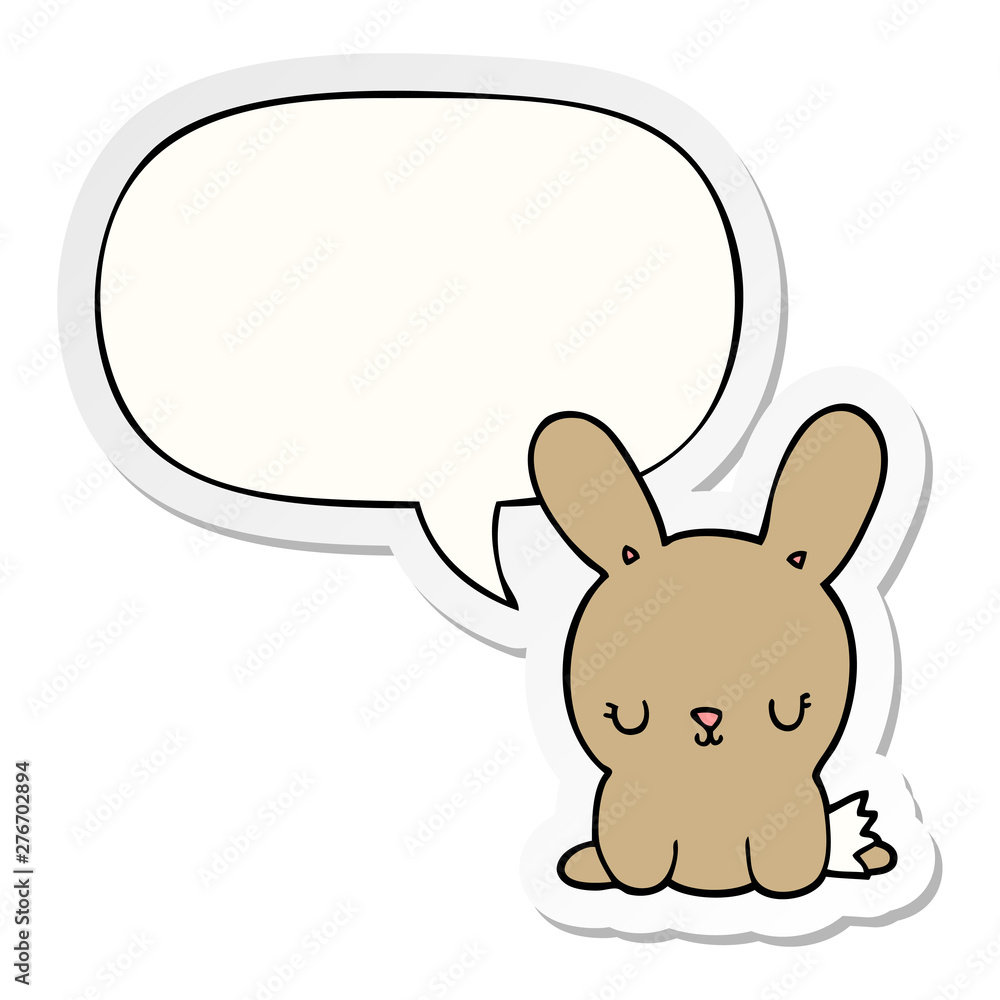 cute cartoon rabbit and speech bubble sticker cute cartoon rabbit and speech bubble sticker