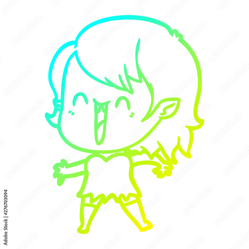 cold gradient line drawing cute cartoon happy vampire girl cold gradient line drawing cute cartoon happy vampire girl