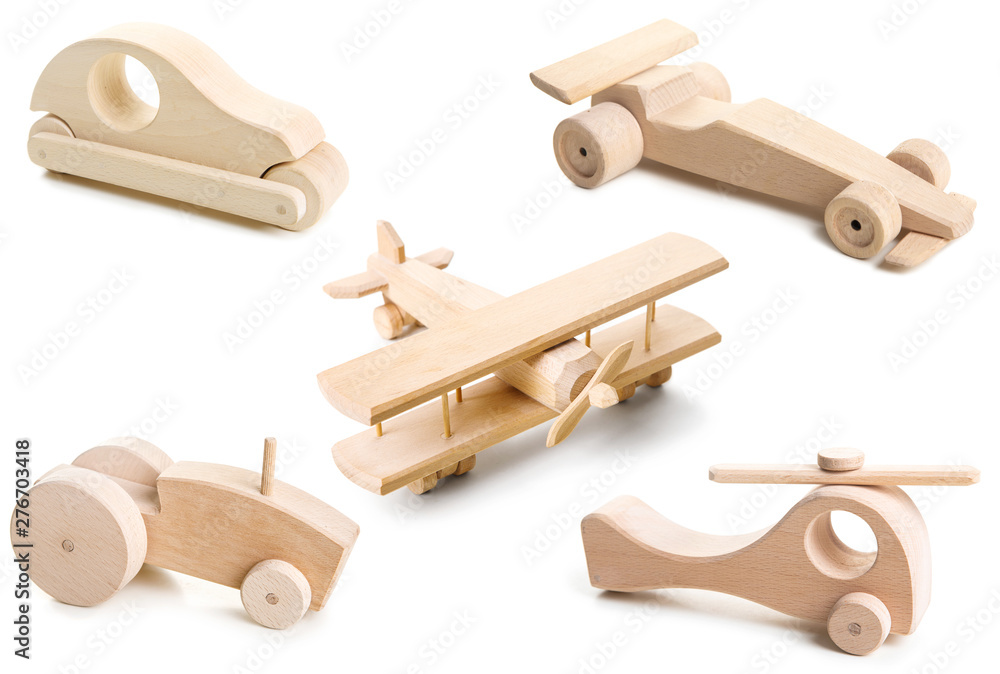 Set of wooden toy on white background. Set of wooden toy on white background.