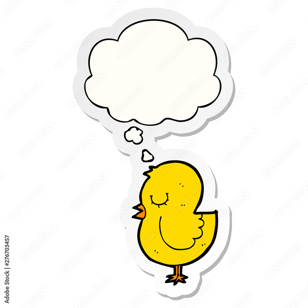 cartoon bird and thought bubble as a printed sticker cartoon bird and thought bubble as a printed sticker
