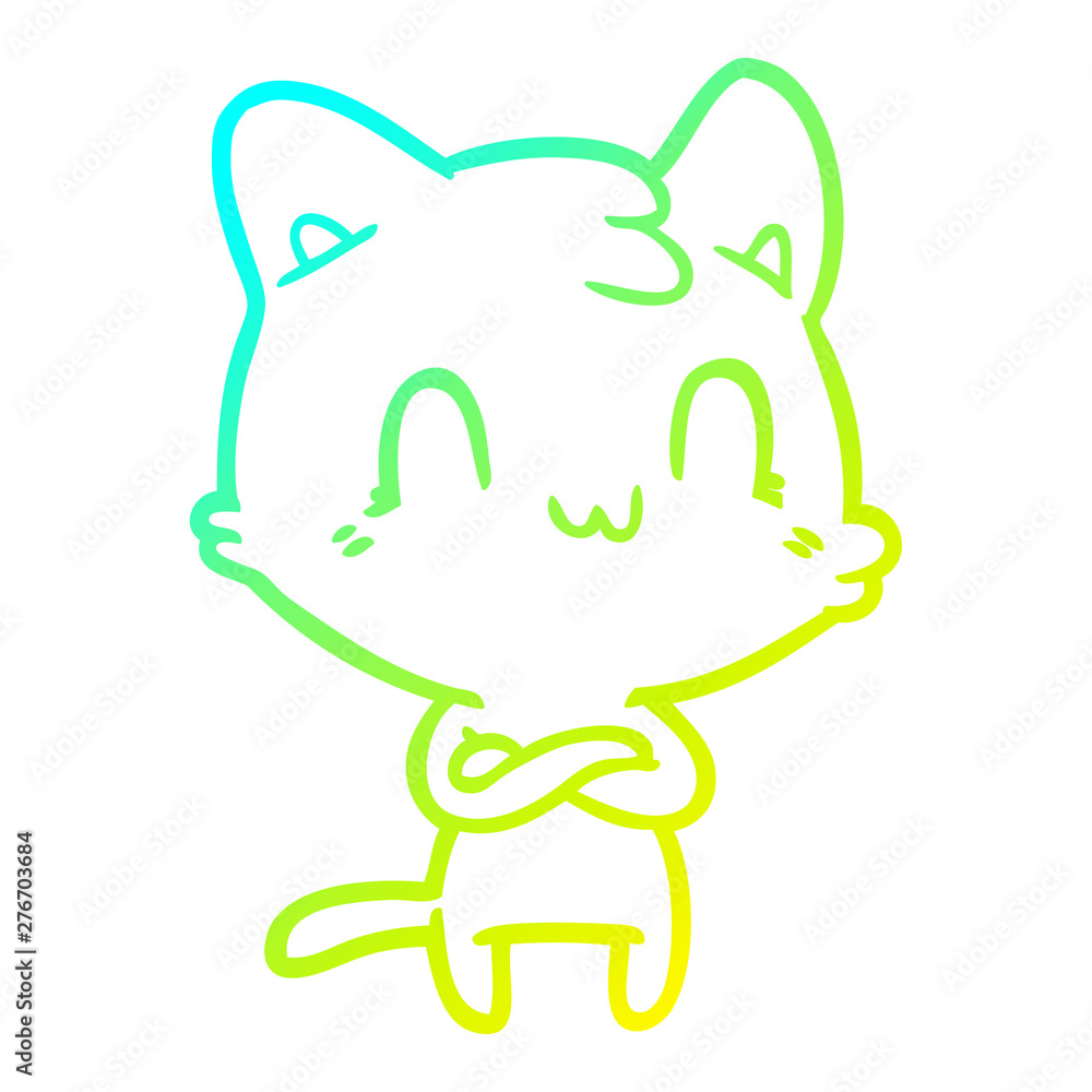 cold gradient line drawing cartoon happy cat cold gradient line drawing cartoon happy cat
