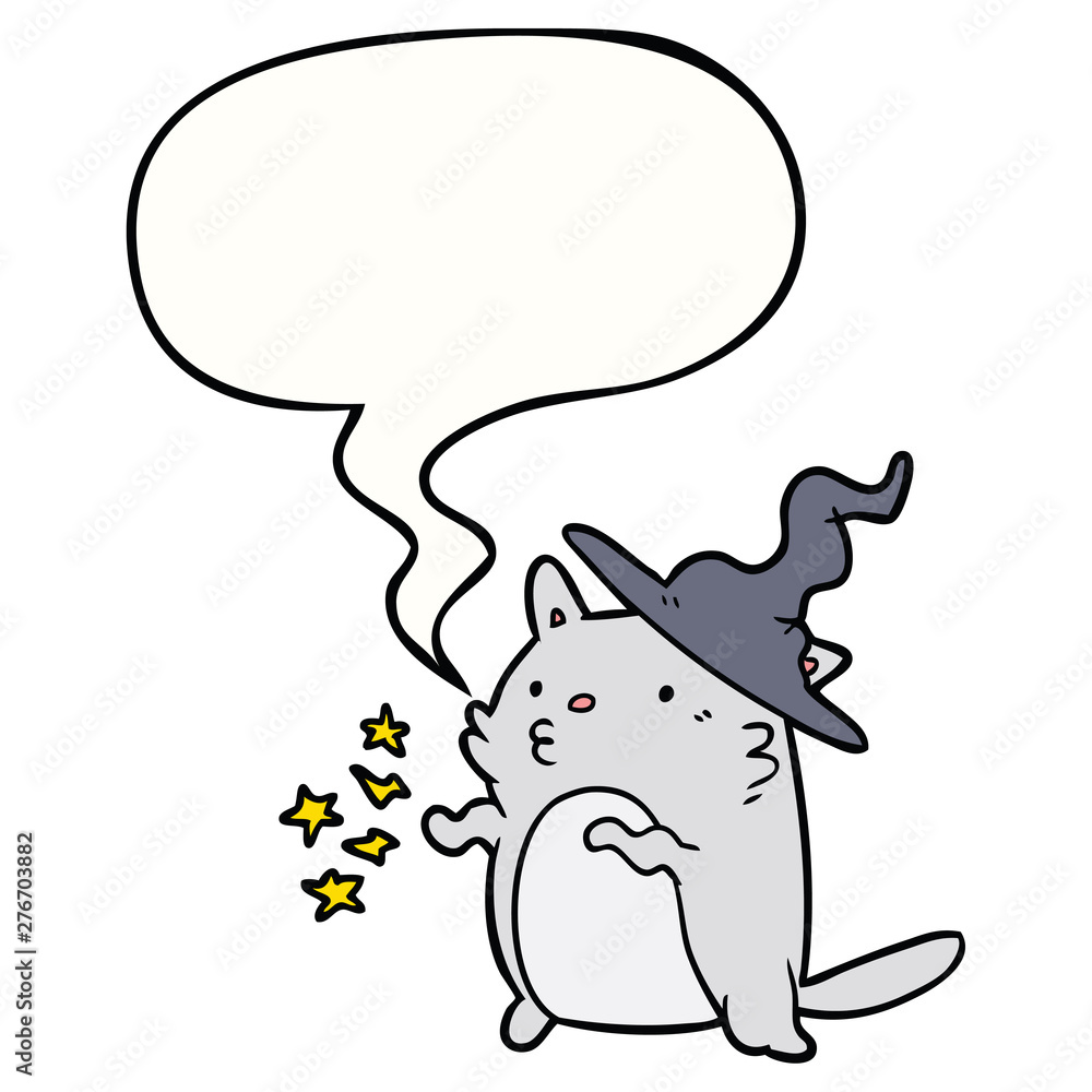 magical amazing cartoon cat wizard and speech bubble magical amazing cartoon cat wizard and speech bubble