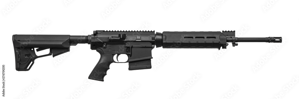 Modern automatic rifle isolated on white Modern automatic rifle isolated on white