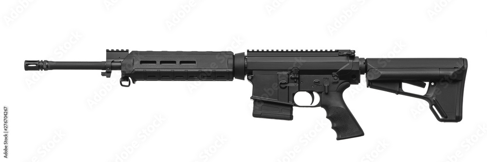Modern automatic rifle isolated on white Modern automatic rifle isolated on white