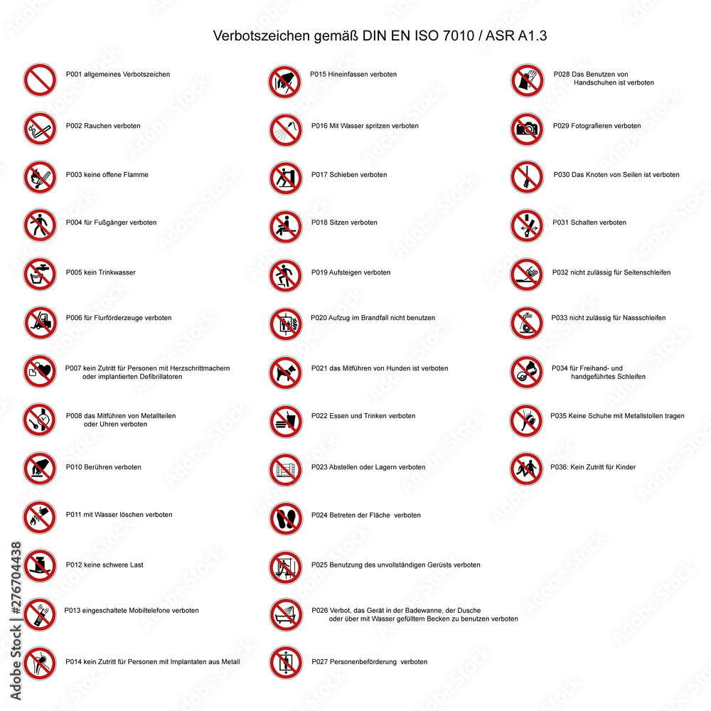 Verbotszeichen Nach DIN EN ISO 7010 / ASR A1.3 Stock Vector | Adobe Stock