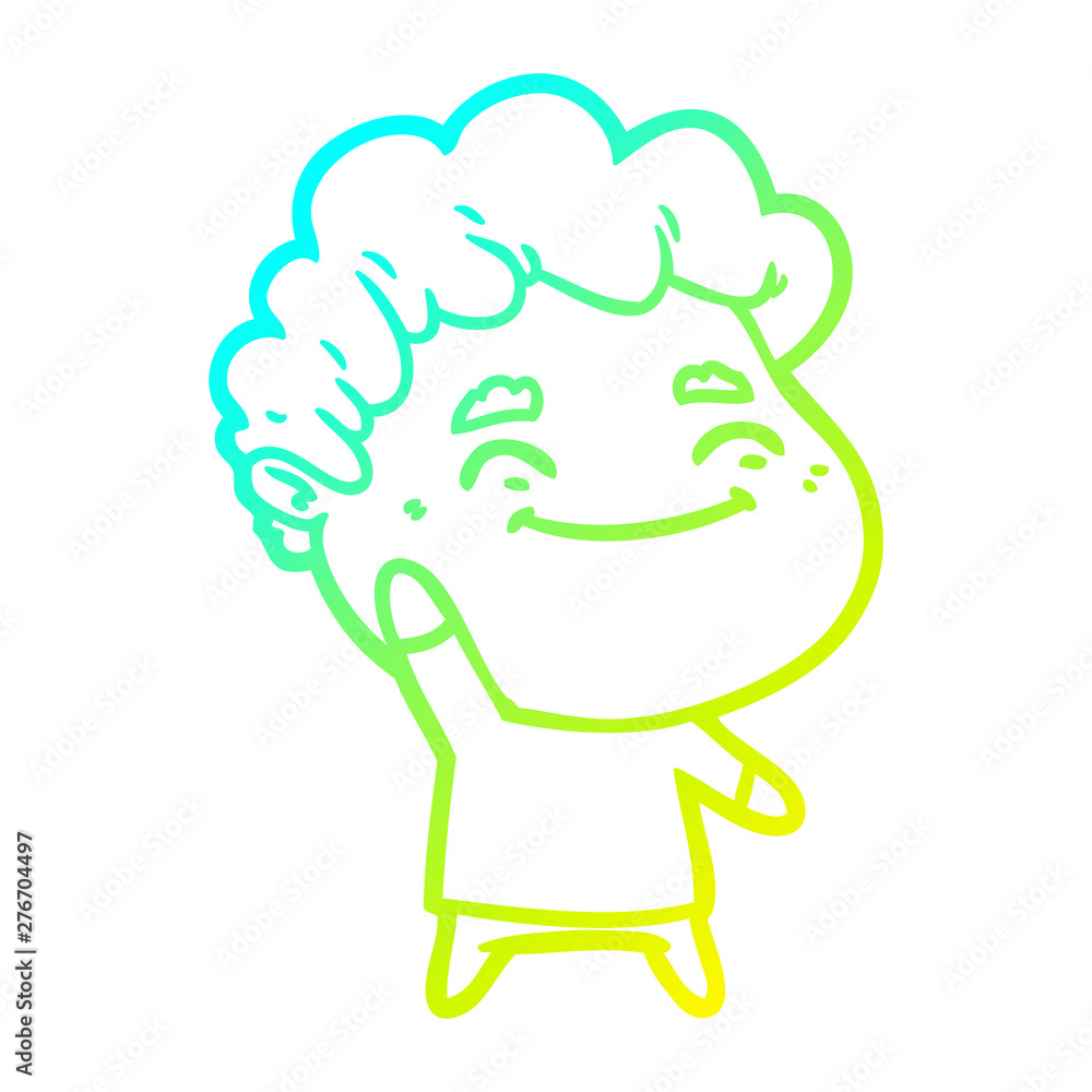 cold gradient line drawing cartoon friendly man cold gradient line drawing cartoon friendly man
