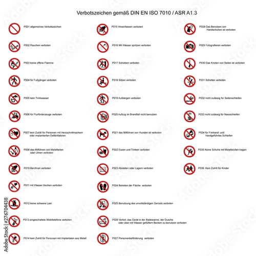Verbotszeichen nach DIN EN ISO 7010 / ASR A1.3