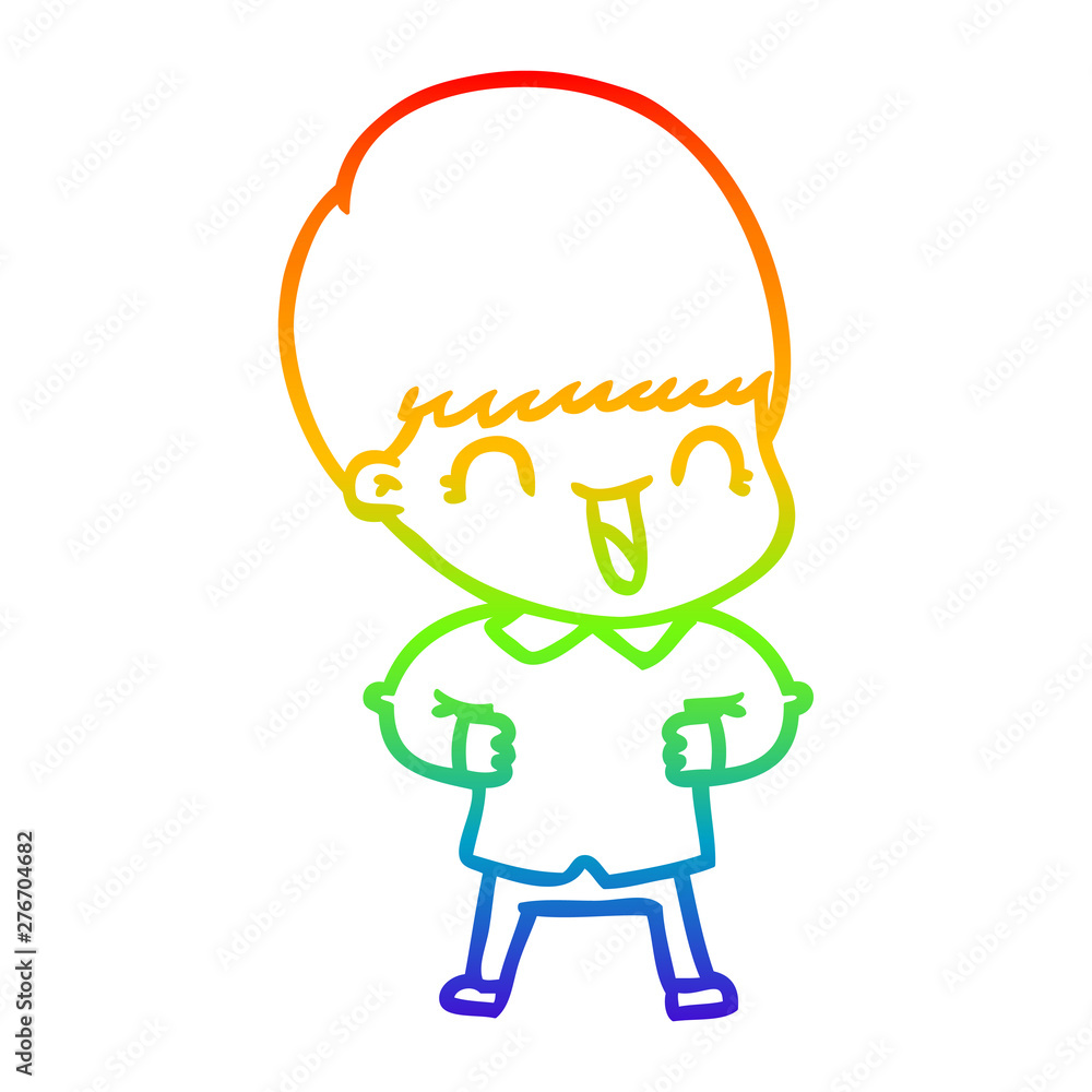 rainbow gradient line drawing happy cartoon boy rainbow gradient line drawing happy cartoon boy