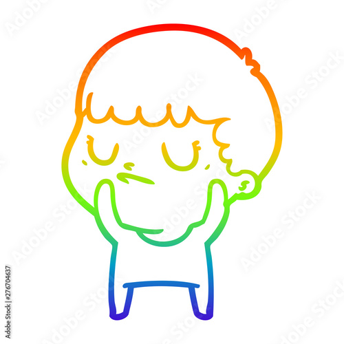 rainbow gradient line drawing cartoon grumpy boy