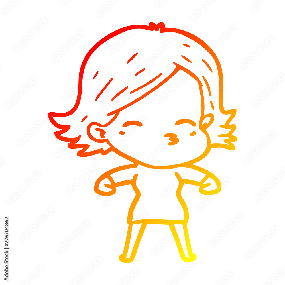 warm gradient line drawing cartoon woman warm gradient line drawing cartoon woman
