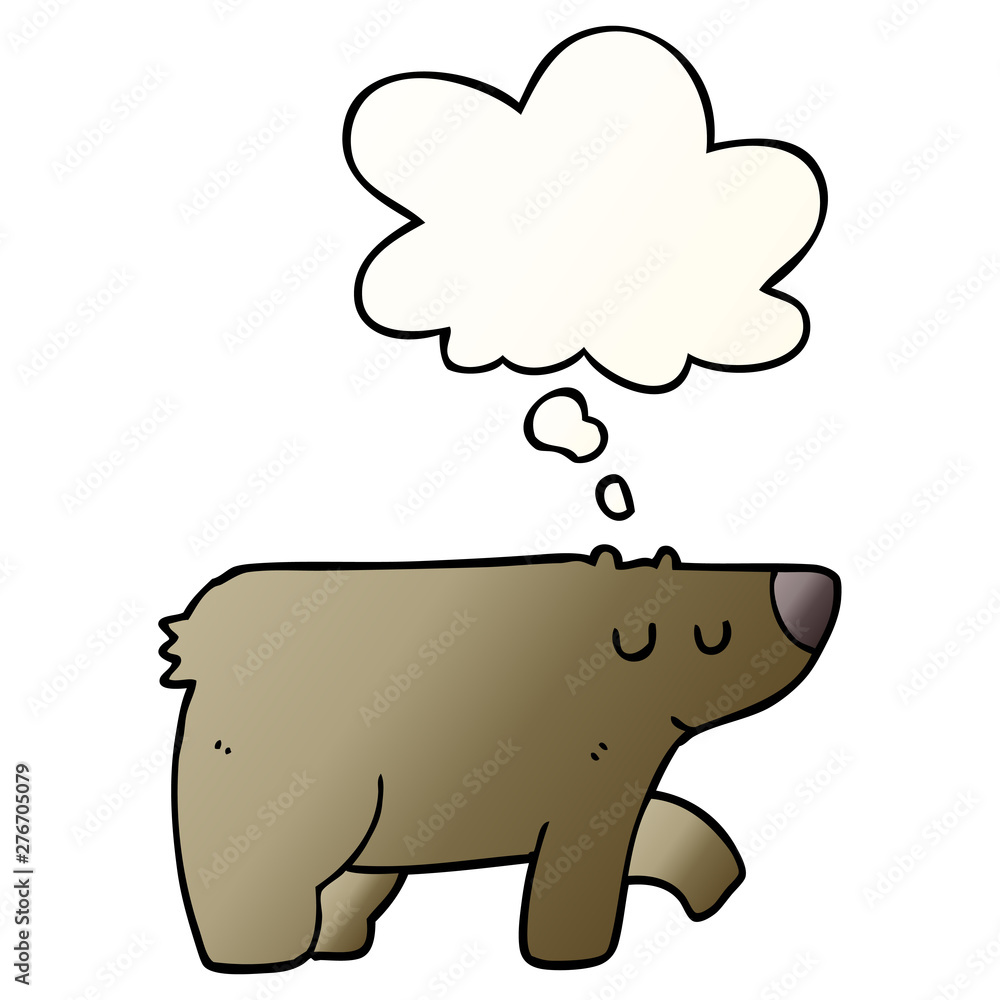 cartoon bear and thought bubble in smooth gradient style cartoon bear and thought bubble in smooth gradient style