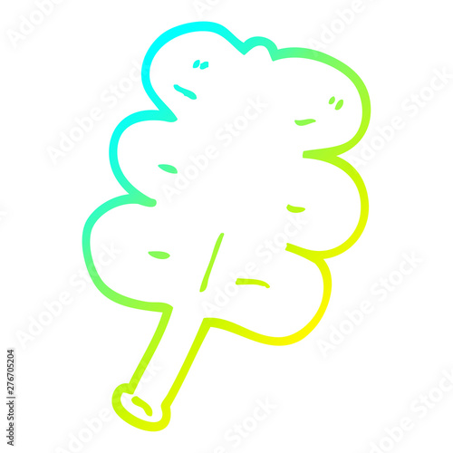 cold gradient line drawing cartoon autumnal leaf