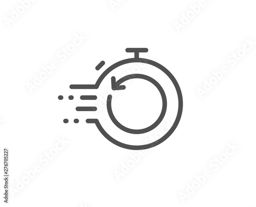Fast recovery info line icon. Backup data sign. Restore timer symbol. Quality design element. Linear style fast recovery icon. Editable stroke. Vector