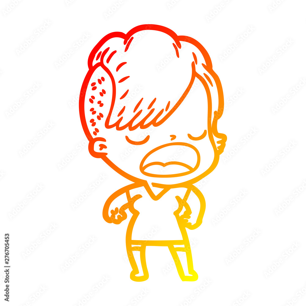 warm gradient line drawing cartoon cool hipster girl talking warm gradient line drawing cartoon cool hipster girl talking