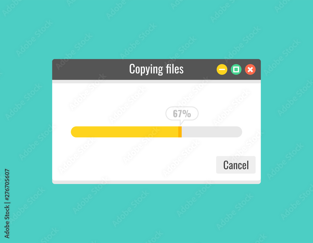 Progress bar of file copying template. Vector illustration. Progress bar of file copying template. Vector illustration.