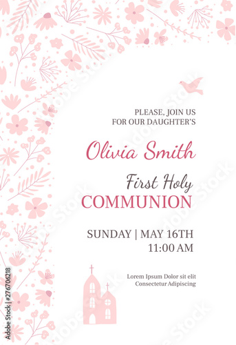 Holy Communion invitation design template. Christianity illustration.
