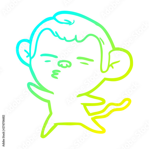 cold gradient line drawing cartoon suspicious monkey