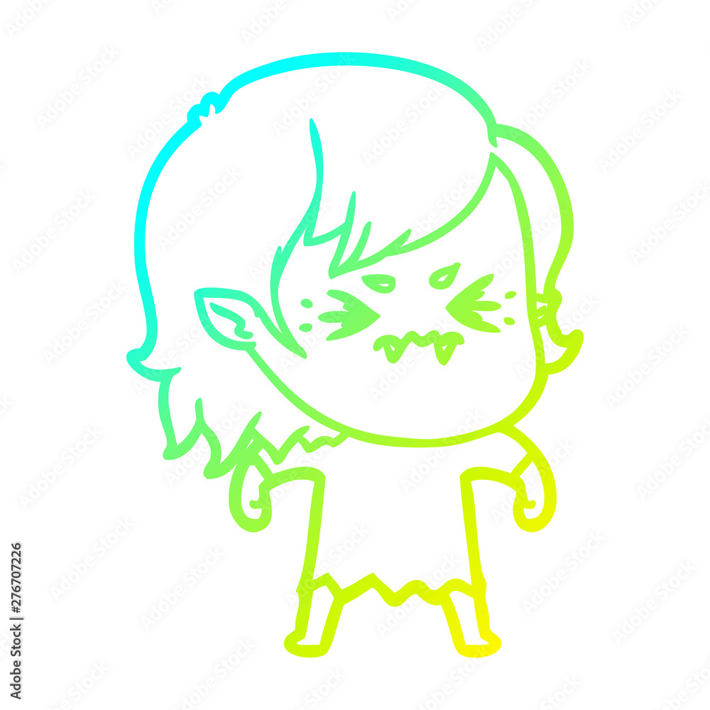 cold gradient line drawing annoyed cartoon vampire girl cold gradient line drawing annoyed cartoon vampire girl