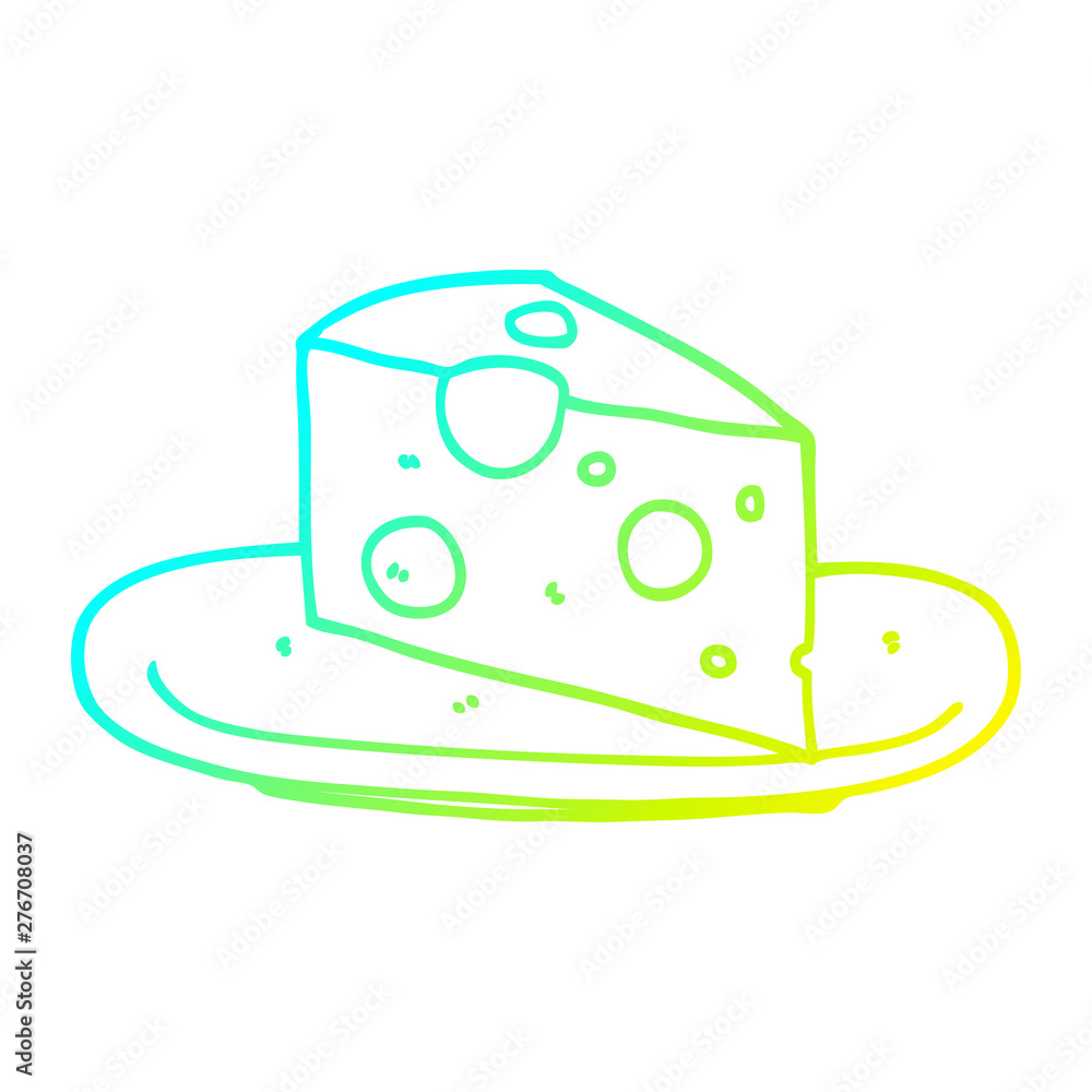 cold gradient line drawing cartoon cheese