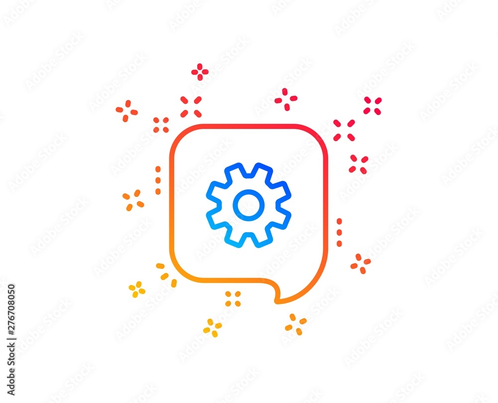Fototapeta premium Cogwheel line icon. Technical settings sign. Gradient design elements. Linear cogwheel icon. Random shapes. Vector
