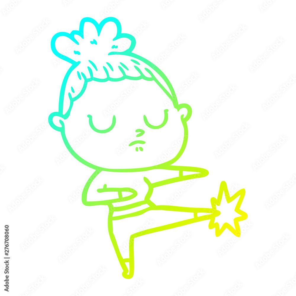 cold gradient line drawing cartoon calm woman cold gradient line drawing cartoon calm woman