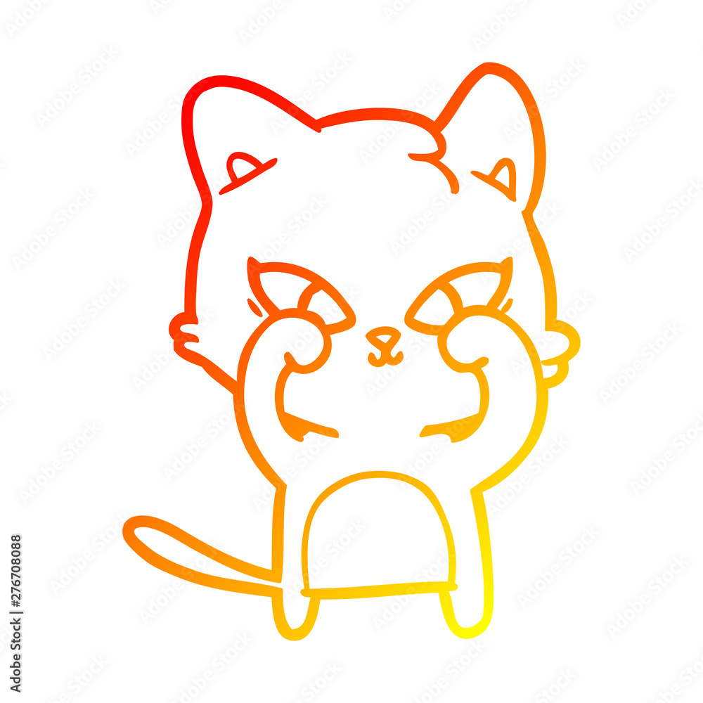 Fototapeta premium warm gradient line drawing cute cartoon cat