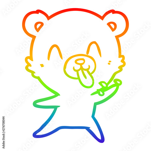 rainbow gradient line drawing rude cartoon bear