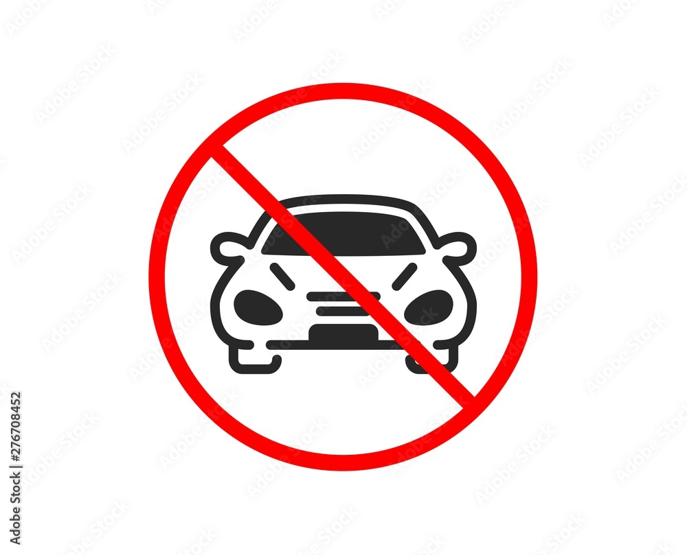No or Stop. Car transport icon. Transportation vehicle sign. Driving
