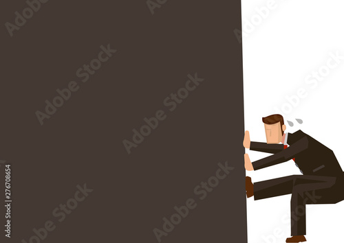 Metaphor of businessman in the corner of the frame
