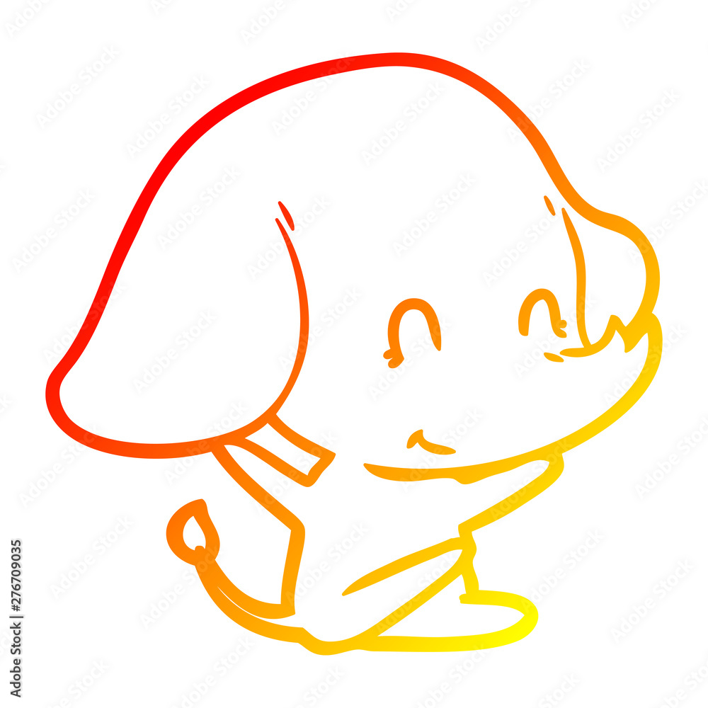 warm gradient line drawing cute cartoon elephant