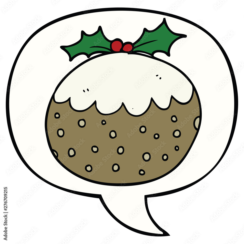 cartoon christmas pudding and speech bubble cartoon christmas pudding and speech bubble