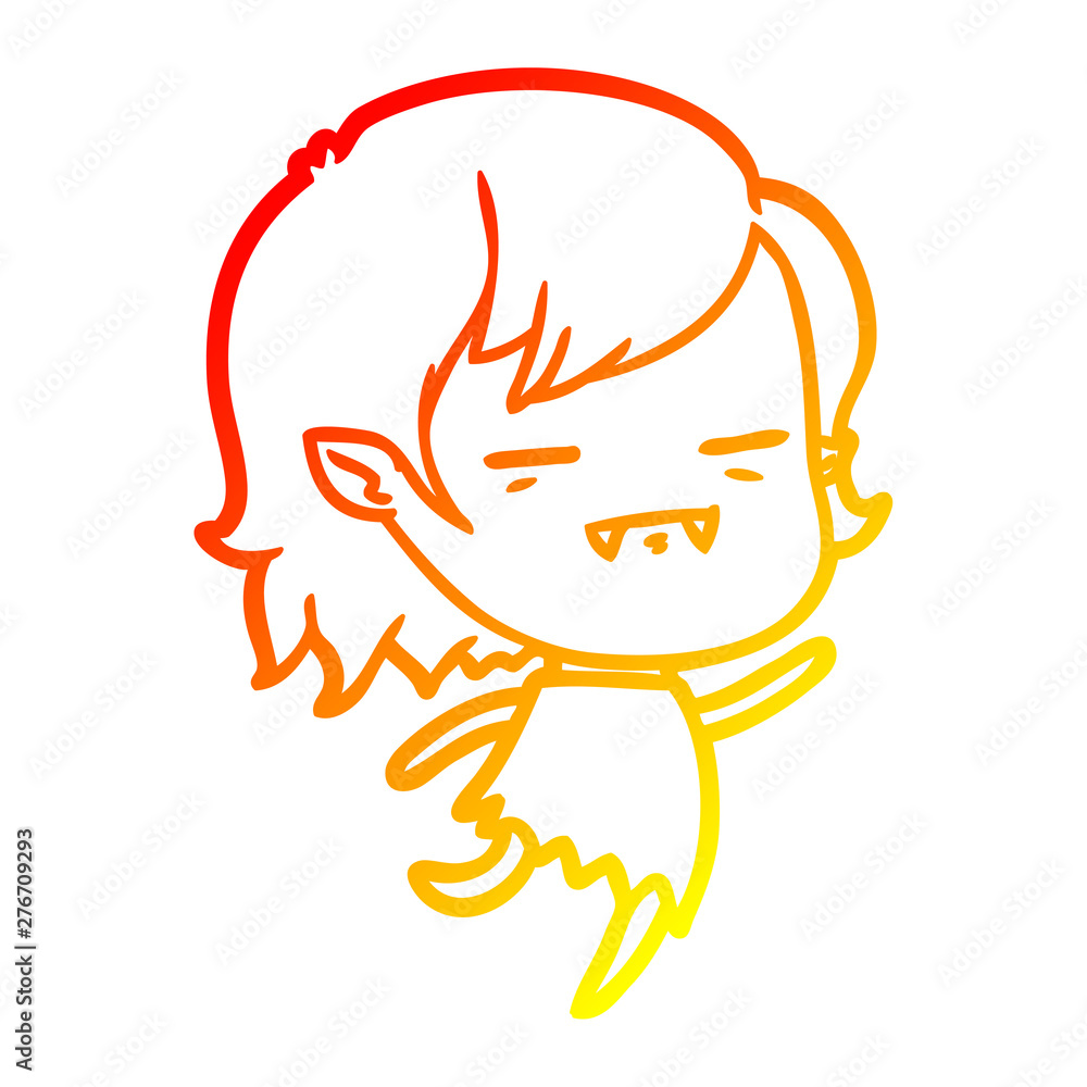 warm gradient line drawing cartoon undead vampire girl warm gradient line drawing cartoon undead vampire girl