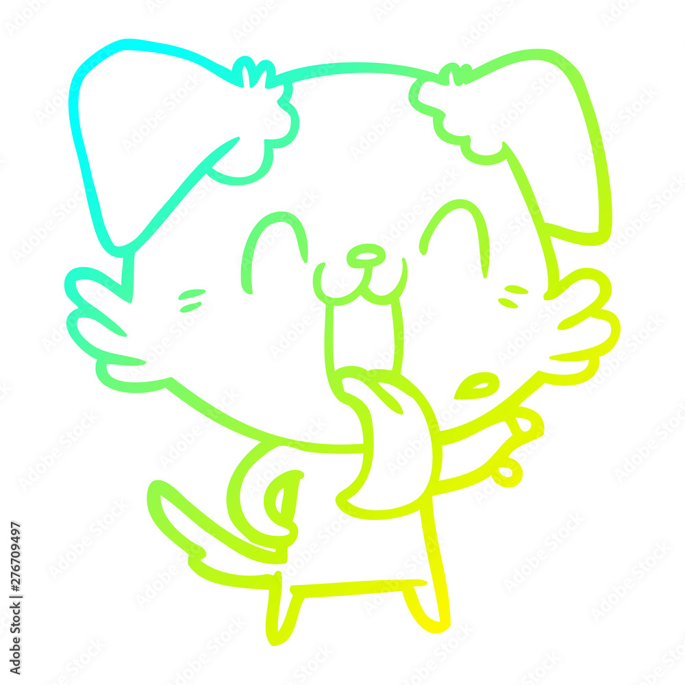 Obraz premium cold gradient line drawing cartoon panting dog