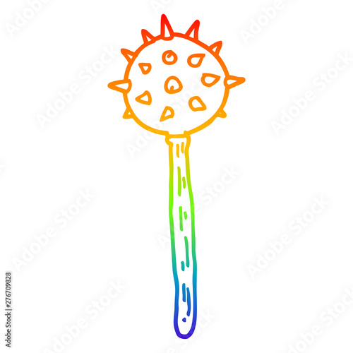rainbow gradient line drawing cartoon medieval mace