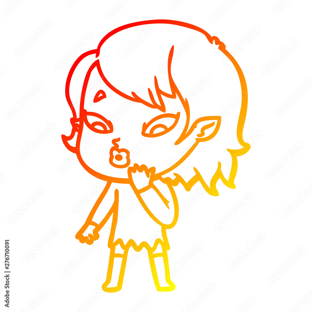 warm gradient line drawing cute cartoon vampire girl warm gradient line drawing cute cartoon vampire girl