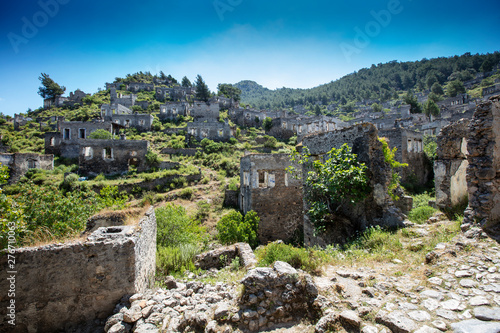 The abandoned Greek village of Kayakoy, Fethiye, Turkey. Ghost Town Kayakoy.