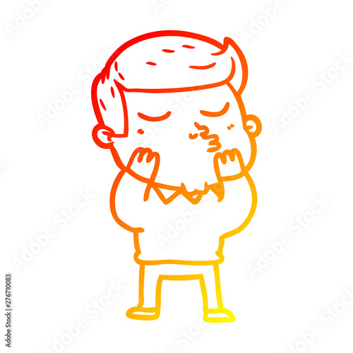 warm gradient line drawing cartoon model guy pouting