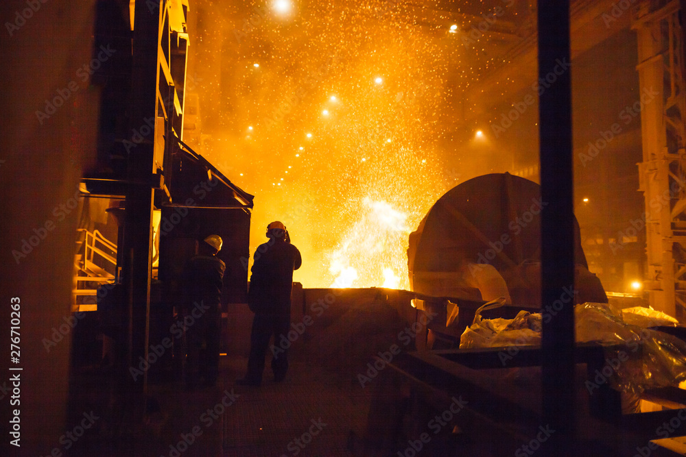 steel production in electric furnaces - obrazy, fototapety, plakaty 