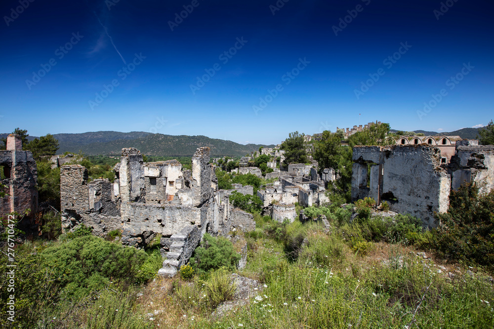 The abandoned Greek village of Kayakoy, Fethiye, Turkey. Ghost Town Kayakoy.