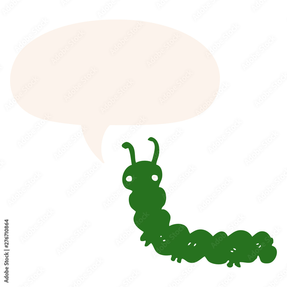 cartoon caterpillar and speech bubble in retro style cartoon caterpillar and speech bubble in retro style